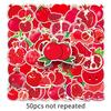 50 Waterproof Pomegranate Stickers: Delicious Multi-Seeded Fruit & Milk Tea Cup Graffiti Journal Stationery