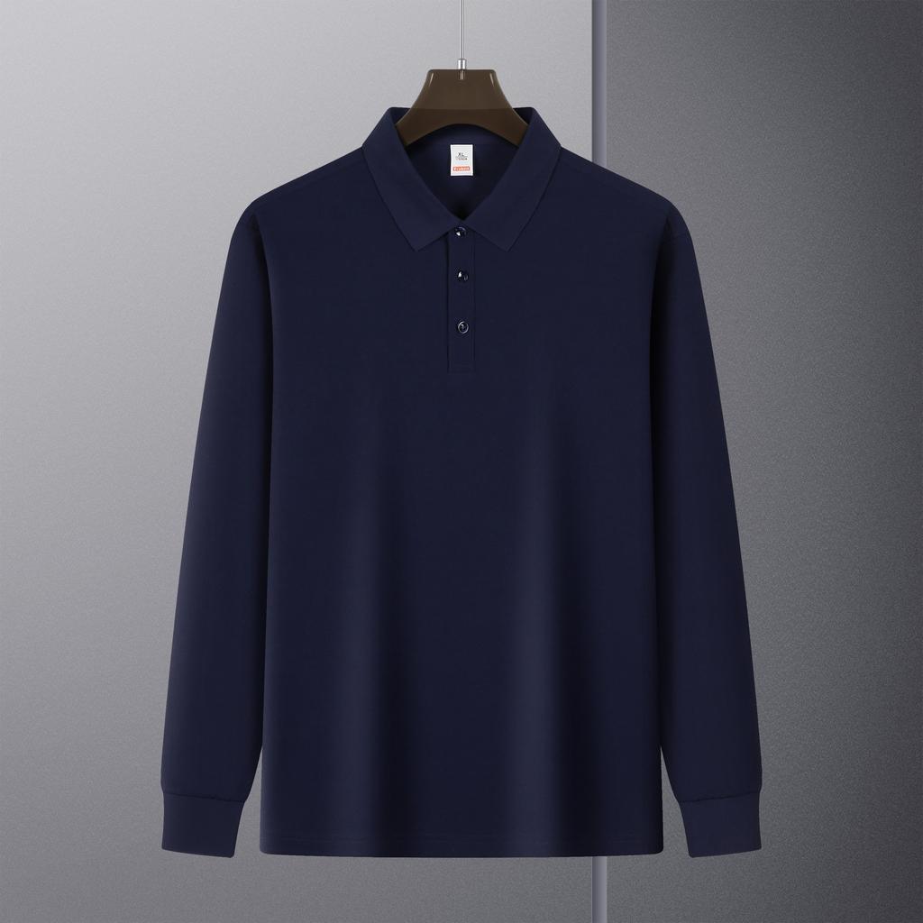 Lapel Long-sleeved POLO Shirt Men's Light Plate Long-sleeved T-shirt Middle-aged and Young Business Casual Long-sleeved Sweater Bottoming Shirt