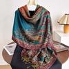 Classic Ethnic Style Palace Cashew Print Hanging Beard Tassel Long Scarf Women's National Embroidered Elegant Shawl Going Out