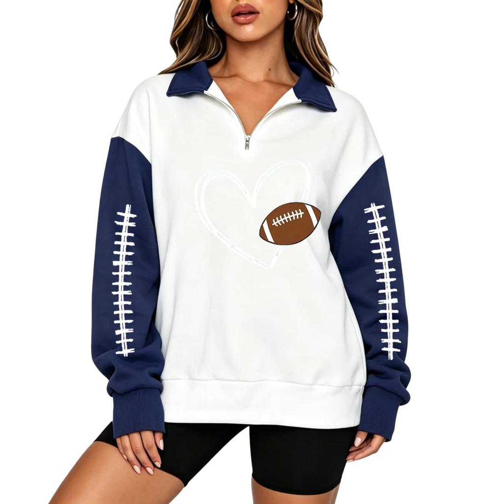 Women's Casual Printed Long Sleeve Zip Up Stand Collar Sweatshirt