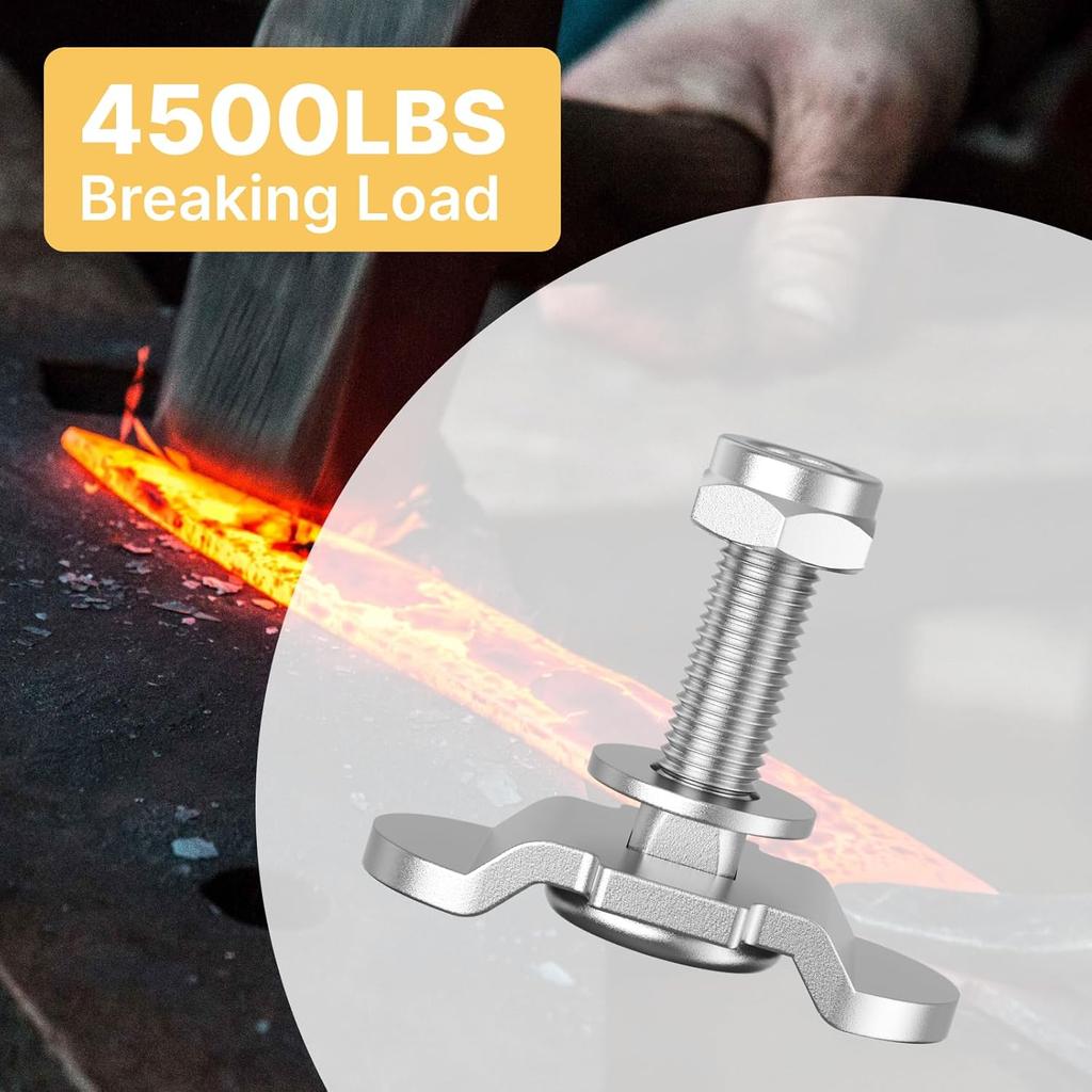 8Pcs L Track Double Stud Lug Tie Down M8 x 40mm with Nylon-ert Lock Nut and Thumb Nut,4500 Lbs Max Load, Heavy-Duty L Track Accessories for Truck Bed