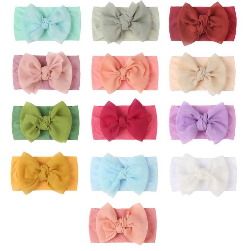 New baby nylon headband, baby cute bow wide-sided double-knotted headscarf, children's headband.