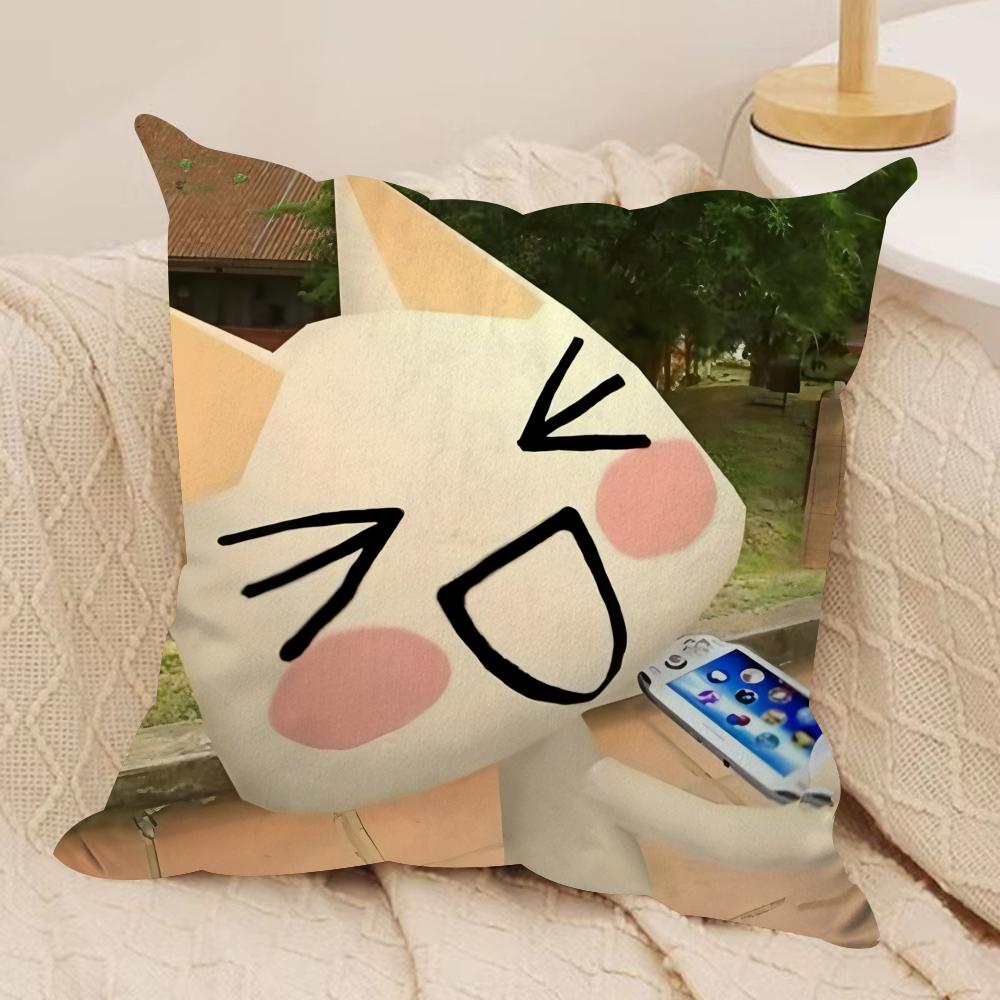i-Inoue toro CUTE Cat Cushion Cover Soft Plush Fabric Double-Sided Printed Cushion Covers for All Seasons Home Decor