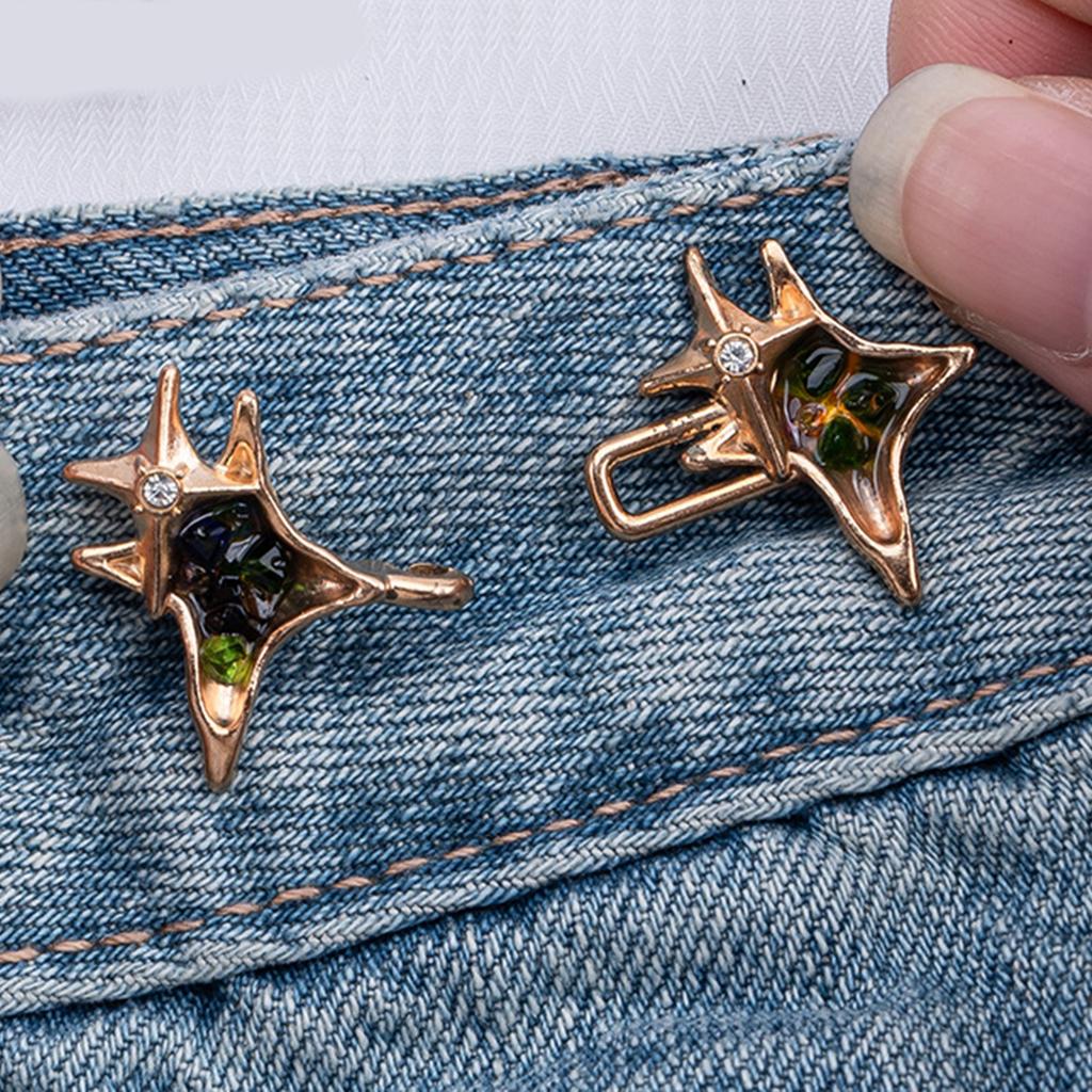 Crystal Crossed Star Waist Tighten Pins Nonrust Plating Easy To Install Adjustable Clip For Loose Pants Waist Adjusters