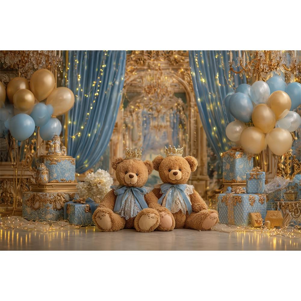 Luxury Teddy Bear Balloon Gift Theme Birthday Background Children s Birthday Party Home Decoration Photography Backdrop Cloth Vinyl 75X50cm