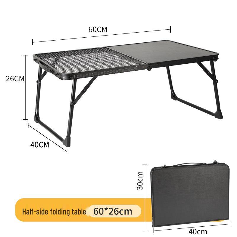 Outdoor Wood Grain Folding Table: Multifunctional Mesh Iron Design for Camping, BBQ, and Dining