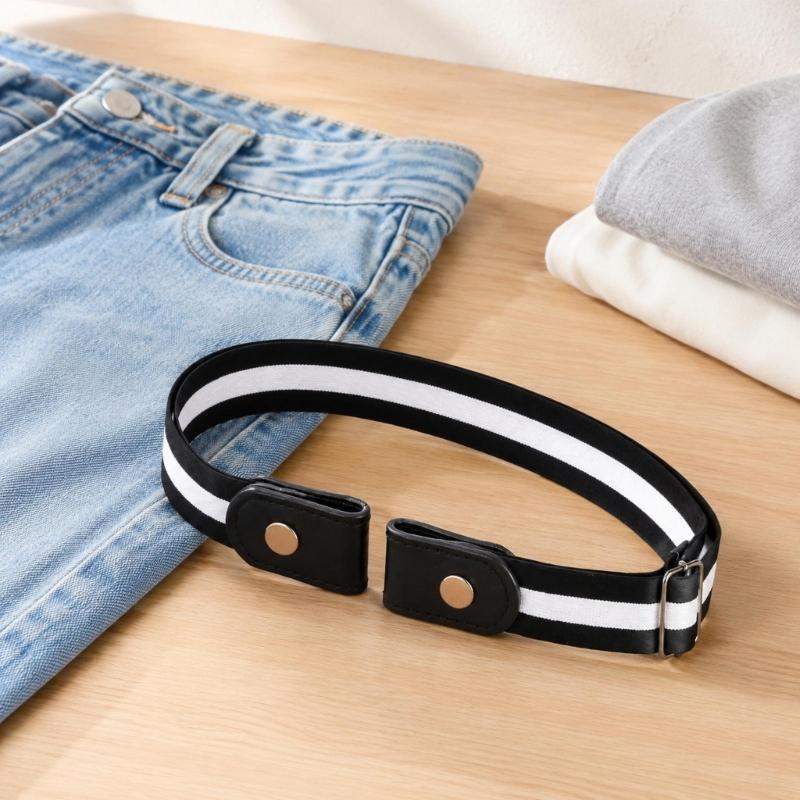 Stretchy Waist Tightening Belt, Adjustable No-Buckles Belt with Woven Elastic Strap, Waist Fastener for Office Jeans Trousers and Skirts