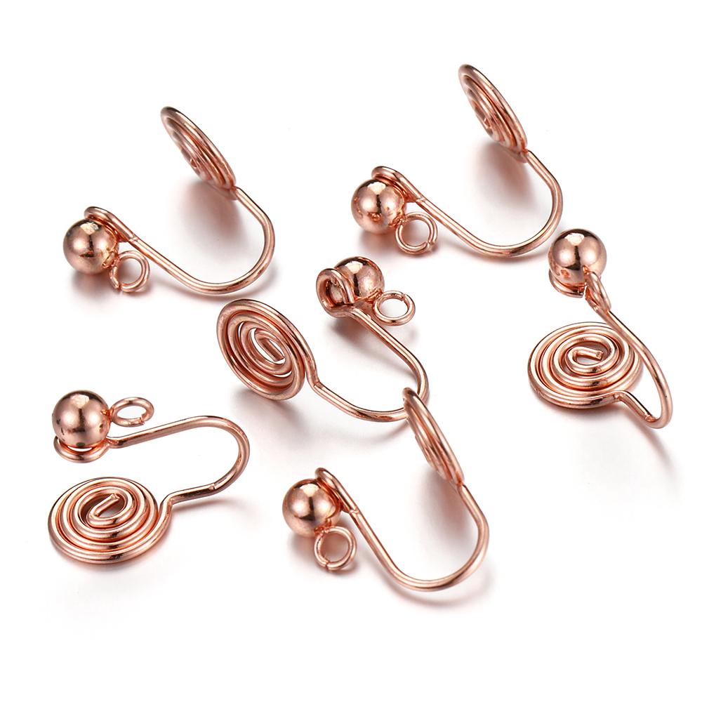 10pcs Stainless Steel Ear Clips Spiral Earrings Gold Silver Color Base for DIY Jewelry Making Components Mosquito Coil Earrings