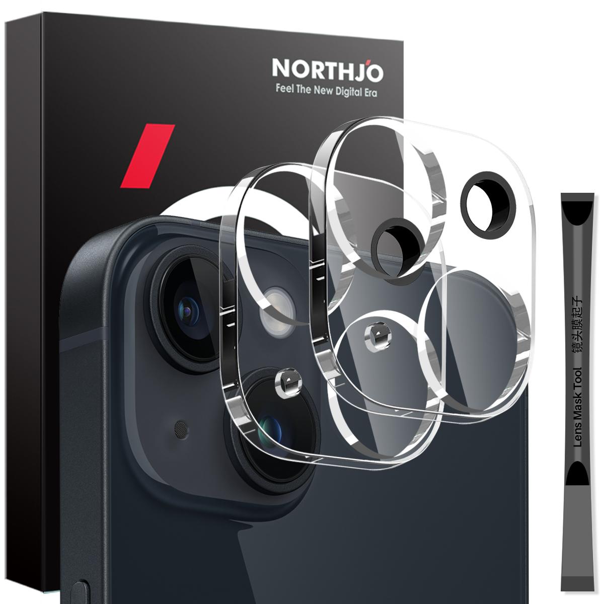 

NORTHJO 2Pcs For iPhone 14/14 Plus Tempered Glass Camera Lens Protector Clear 3D Integrated Full Coverage Type A