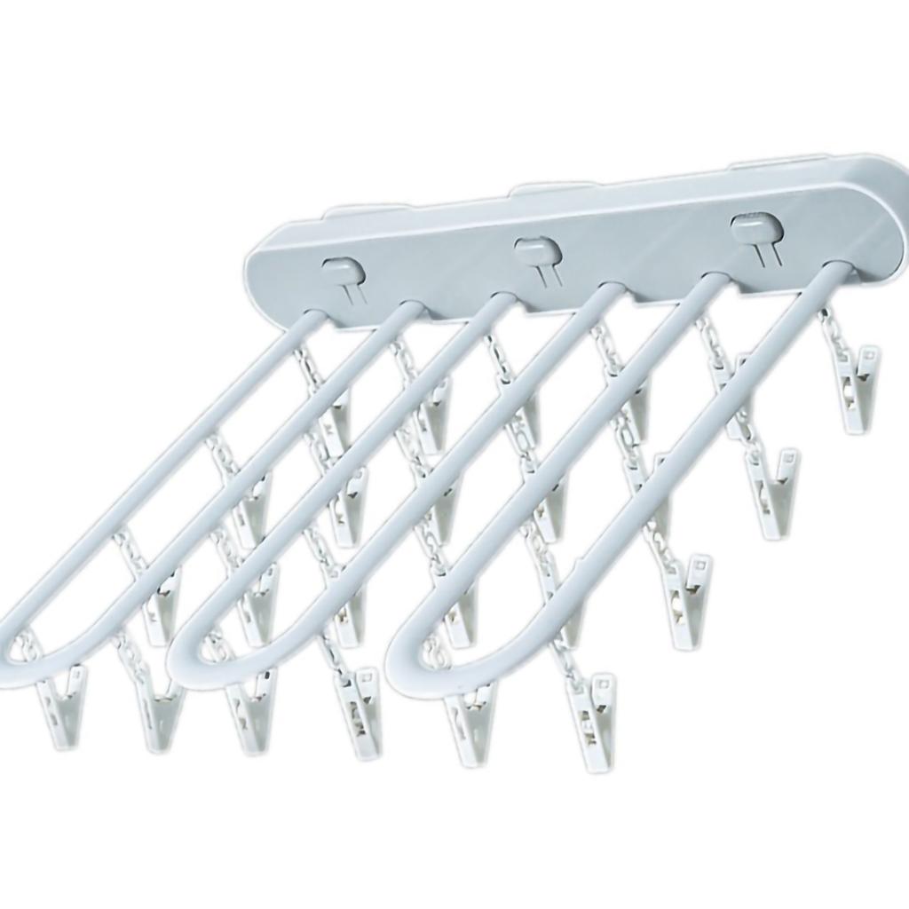 Clothes Drying Rack Wall Mounted Durable ABS Foldable Design Space Saving Clip and Drip Hanger