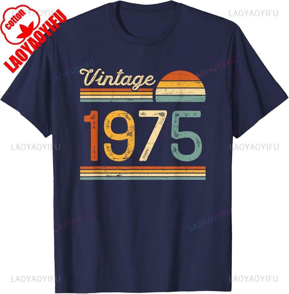 1975 50 Años Camiseta Cumpleaños Graphic T Shirts Vintage Regalo Mujer Hombre 50th Birthday Shirt Woman Man Cotton Tops Tees