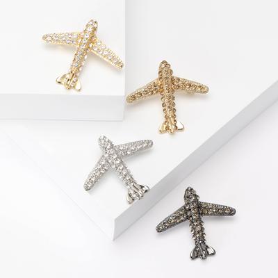 Fashion Rhinestone Airplane Brooch Niche High-End Women'S Dress Suit Jewelry Corsage With Pin