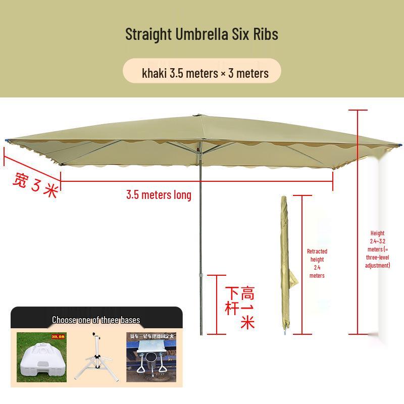 Large Rectangular Folding Patio Umbrella with Canopy Sun Protection