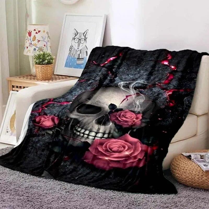 Vintage  Mexican Day of The DeadPattern Blanket Star Art Flannel Thin Blanket Portable Home Travel Office Lunch BreakBlanket