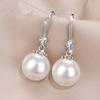 Women Korean Style Imitation Pearl 925 Silver Pin Drop Earrings For Ladies