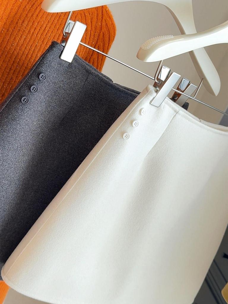 Korean Style Elegant Slimming A-line Woolen Skirt - Women's High Waist Anti-Exposure Short Skirt for Autumn/Winter 25
