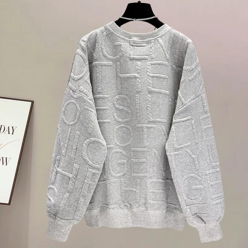 Spring and Autumn Pullover Sweater Women's Loose Oversize Solid Color Jacket