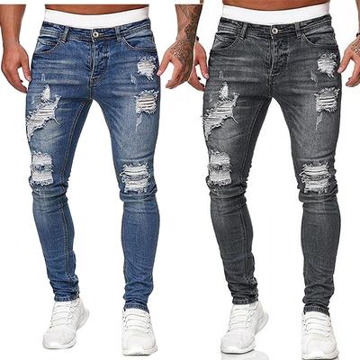 Mode Street Style Zerrissene Röhrenjeans Männer Vintage Wash Solid Denim Hosen Herren Casual Slim Fit Bleistift Denim Hosen