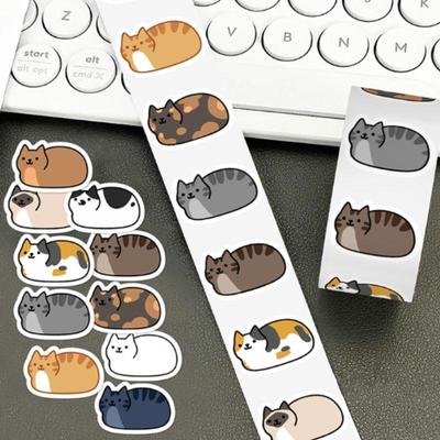 500Pcs Kawaii Cartoon Cat Tuo Tuo Roll Stickers Skateboard Laptop Luggage Skateboard Phone Gift Waterproof Phone Cute Sticker