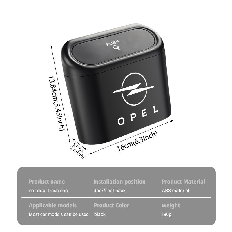 AAJA1 Car Door Trash Can ABS Auto Seat Back Storage Bin with Push Lid For Opel OPC Astra J H G K Insignia Corsa D B E Mokka Vectra B