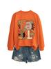 Versatile Women's Fall Pine Cone Pumpkin Round Neck Hoodie