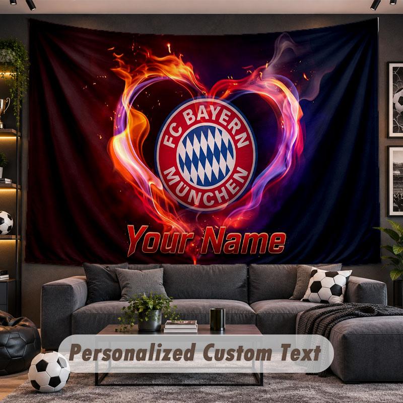 Wall Hanging Tapestry Custom NameBayern Munich Pattern Personalized Printed Fabric Wall Decor