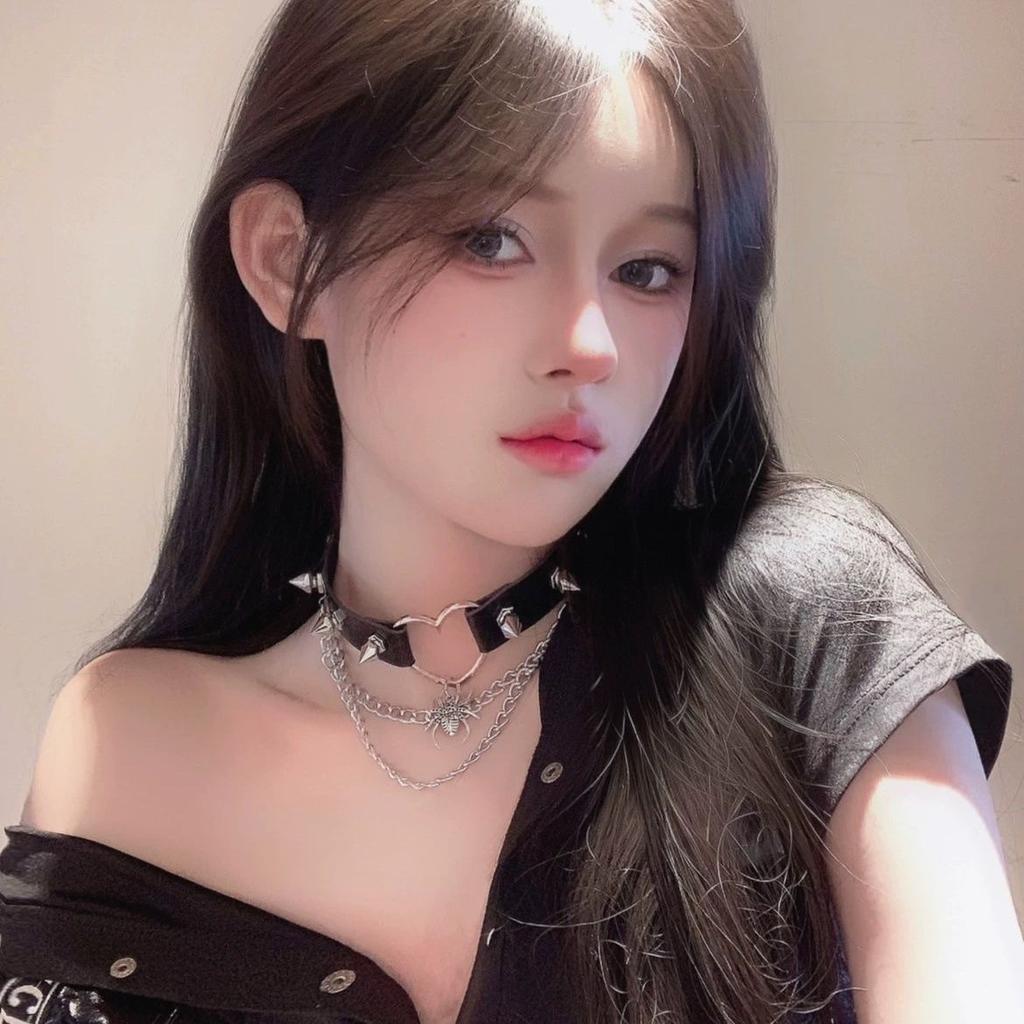 Fashion Black PU Leather Choker Necklace Women's Punk Gothic Spike Rivet Necklace Pendant Collar Jewelry