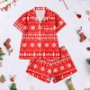Women's Pajamas Fashion Two-Piece Shirt Shorts Set Soft Holiday Casual Clothing Set