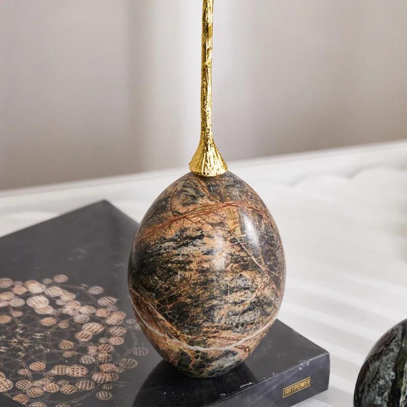 Creative Natural Marble Ornaments Dinosaur Egg Marble-patterned Egg Abstract Handicrafts Home Decoration Accessories