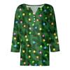 Women's T Shirt Tee Christmas Print Button 3/4 Sleeve Daily Weekend Fashion Basic V Neck Regular Top