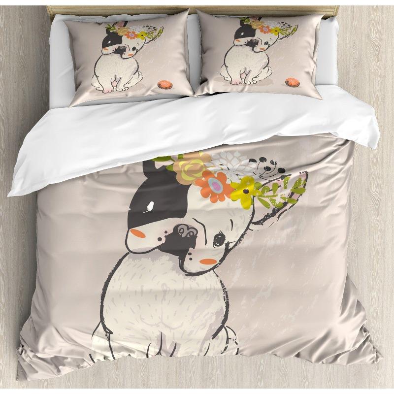 French Bulldog Duvet Cover Set Cute Animal Modern Decorative 3 Piece Bedding Set With 2 Pillowcase Dog Pattern Comforter Covers