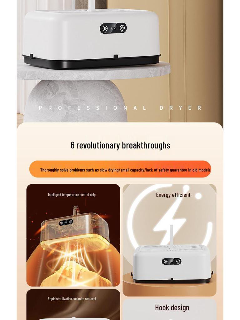 Foldable Portable Automatic Clothes Dryer with High-Temperature Sterilization and Disinfection