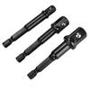 3Pcs Black Socket Adapter 1Celsius4  Hex Shank to 1Celsius4  3Celsius8  1Celsius2    Head Drill Bit Driver
