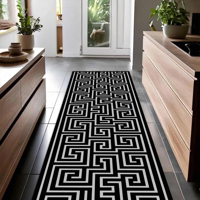 

Black White Stripe Pattern Runner Rug Bedroom Room Bed Blanket Shoes Room Living Room Bedroom Kitchen Washable Carpet Mat 40X120CM