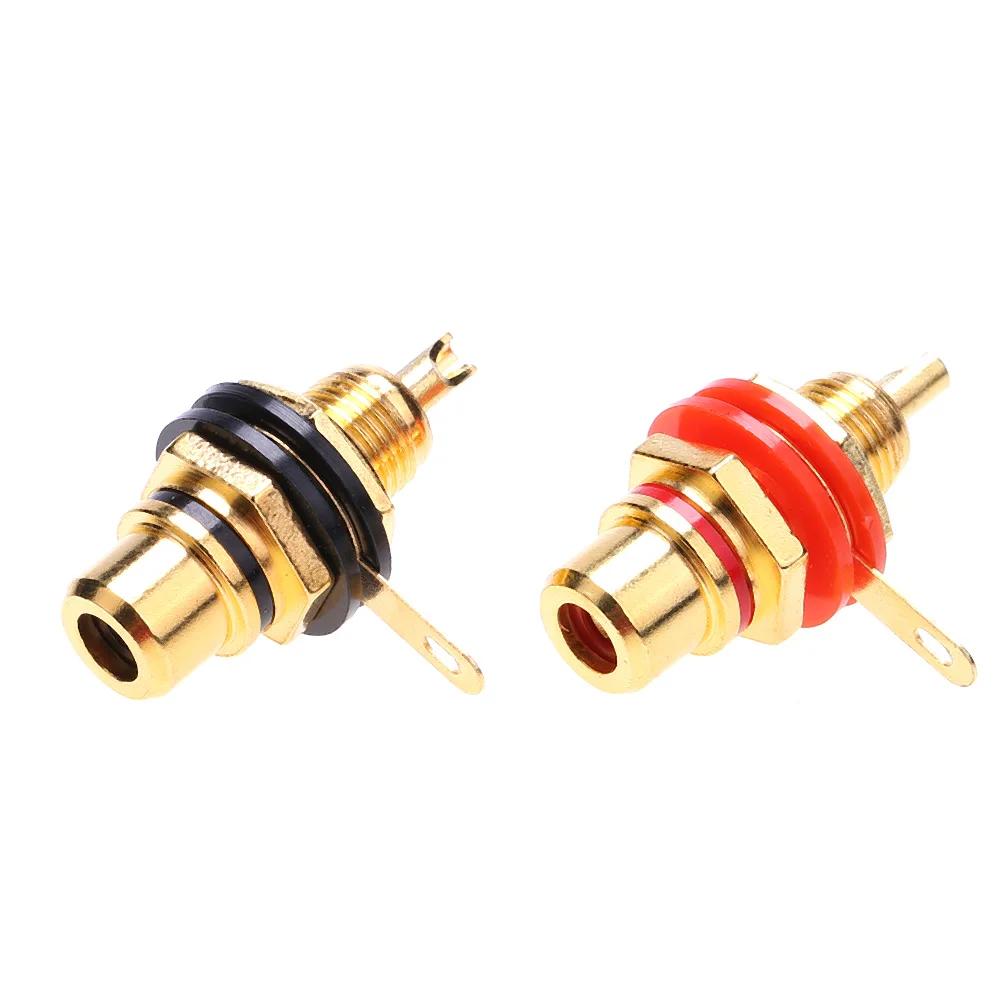 2-16pcs Chassis Panel Mount Adapter Zinc Alloy Gold Plating Female RCA Jack Connector Accessories RCA Female Plug Audio Socket