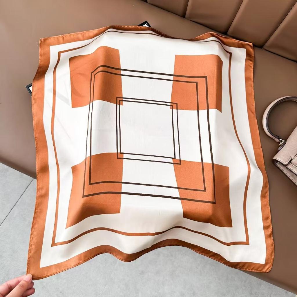 New Silk Silk Scarf Women's Spring Fashion Elegant Peony Plain Crepe Satin Silk Scarf 100% Mulberry Silk Square Scarf 53 Silk Scarf