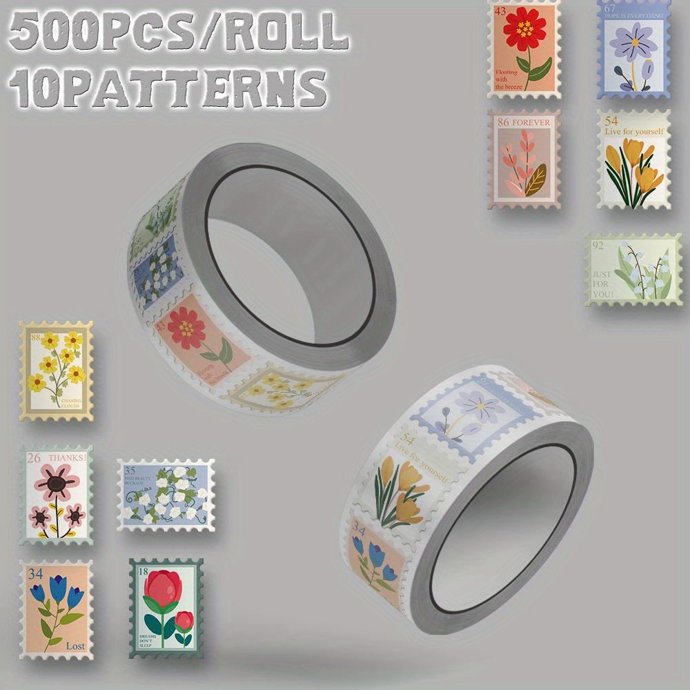 1roll/500pcs Flower Art Themed Sticker Roll 10 Patterns Delicate Decoration for Holiday Gift Students Class Reward Birthday Gift Luggage Hand Account