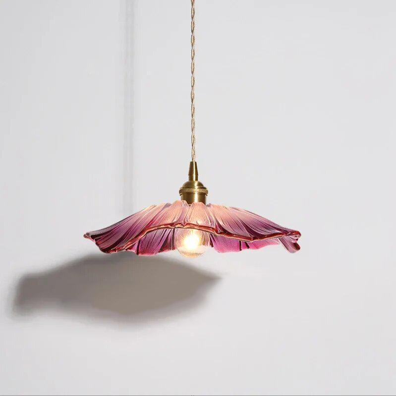 Glass Lotus Leaf Pendant Lights Flowe Hanging Lamps Home Decor Lighting for Living Room Bedroom Bedside Light Fixture Indoor