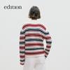 editionE+ 2026 Spring Wool Blend Striped V-Neck Knit Sweater
