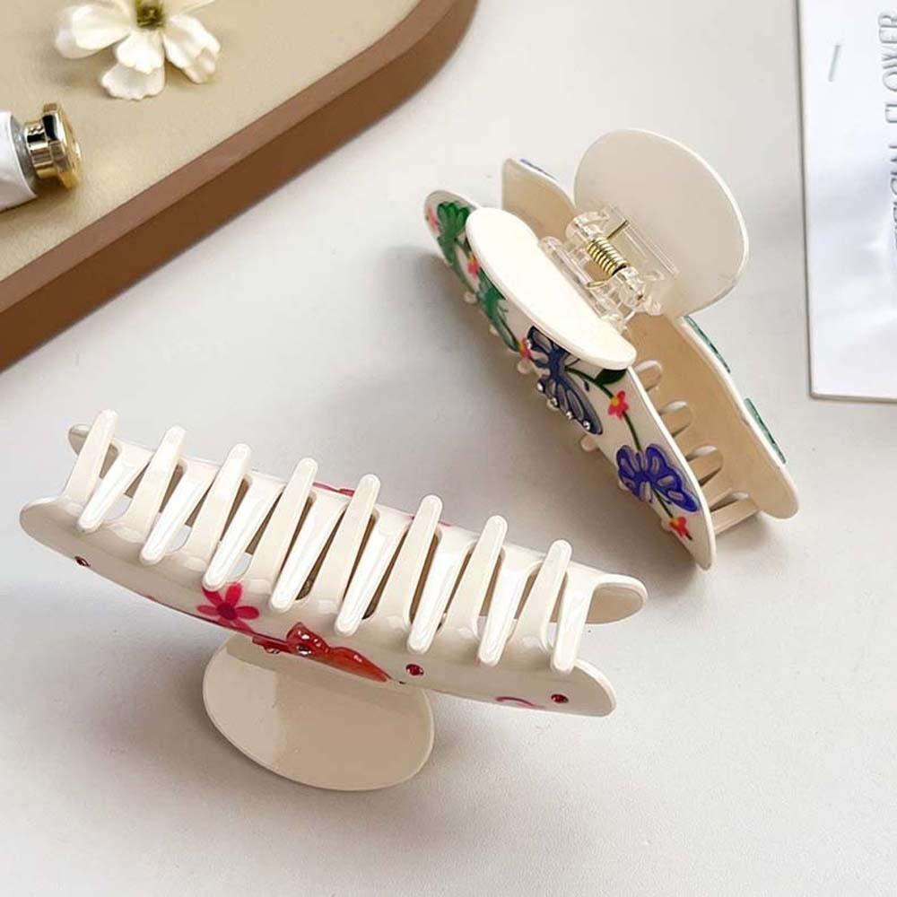 Blume Frauen Haifisch-Klammer Koreanischer Stil Acryl Haar-Kralle Strassstein-inlay Haar-Kralle Weiblich