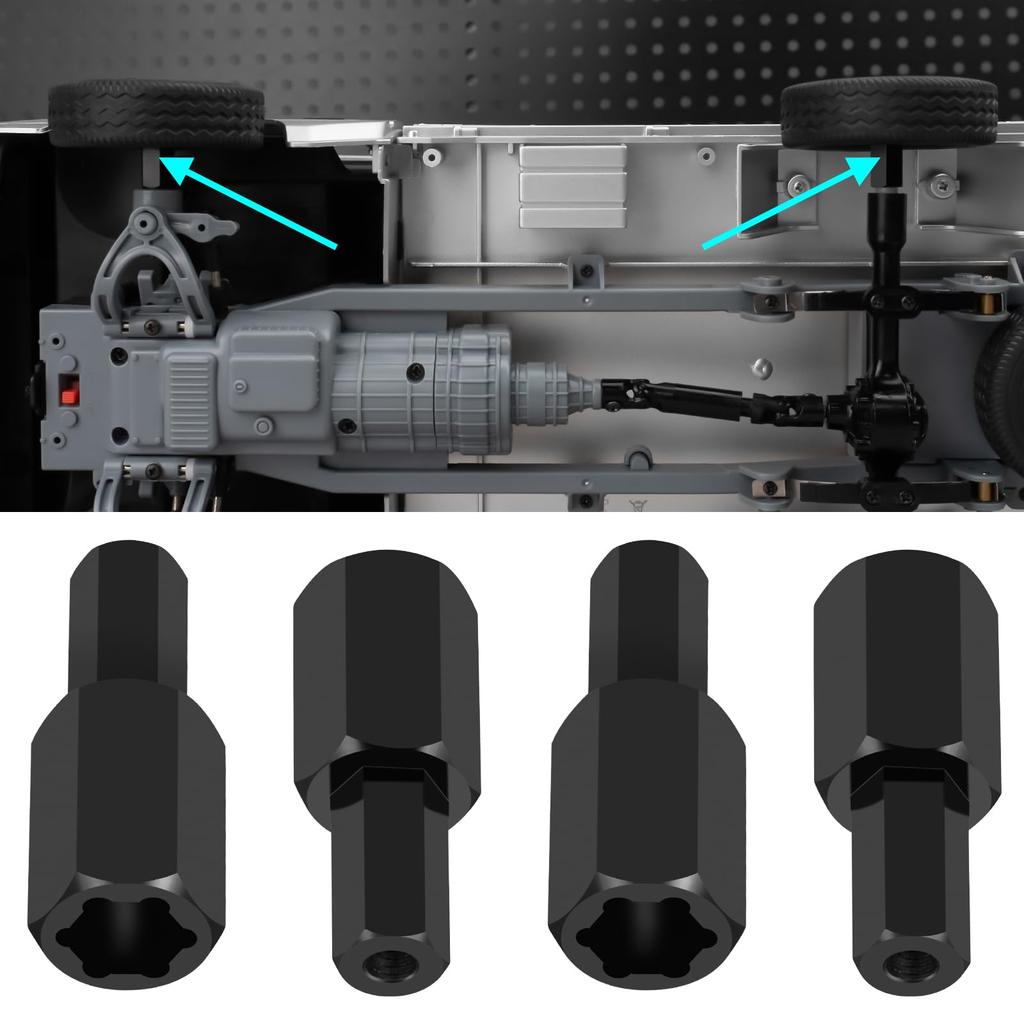 TRZX 4ks Šestihranný adaptér náboje kola 5mm na 5mm +12,5mm Vylepšovací díly pro WPL C34 C24 1/16 RC Crawler Truck