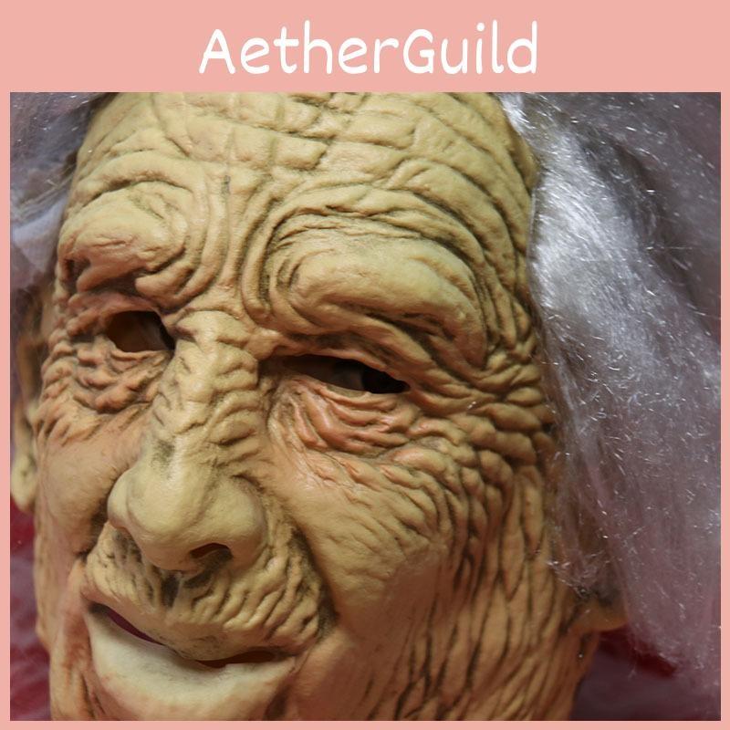 Elderly Mask Face Latex Cosplay Party Costume Accessory For Halloween Festivals
