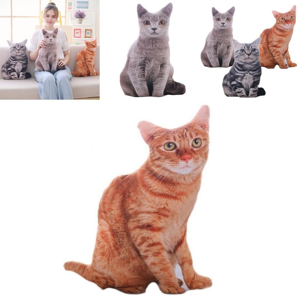 Niedliches 50 cm großes 3D-Katzenkissen aus Plüsch für gemütliche Heimdekoration