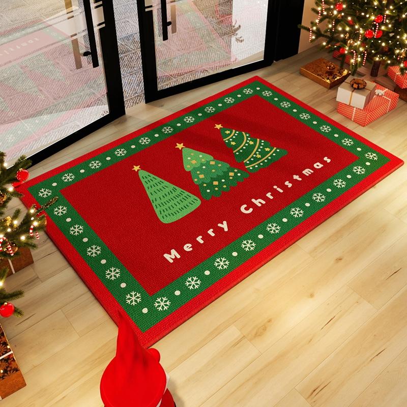 VIKAMA Christmas Durable Anti-Slip Floor Mat for Bedroom, Living Room, Entrance Door - Washable, Non-Greasy, Home Decoration
