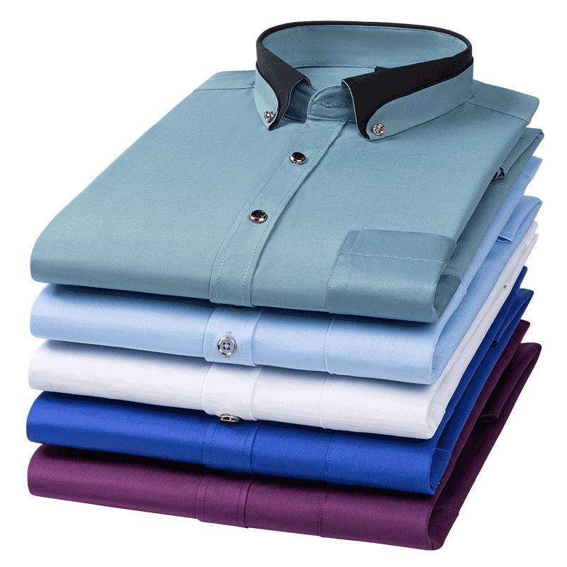 2026 Autumn Men's Shirt Long Sleeve Solid Dress Business Shirts for Men Office Casual Camisa Slim Fit Tops Mens Clothing MY520