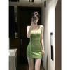 French retro high-end streamer polka dot dress for women's summer sexy babes with waist and thin buttocks short skirt