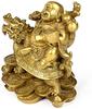 FUSUIYA Hotei "Auf einer Drachenschildkröte reitend" Maitreya Buddha Figur, Feng Shui Amulett, Reichtums- und Wohlstands-Amulett, Kupfer
