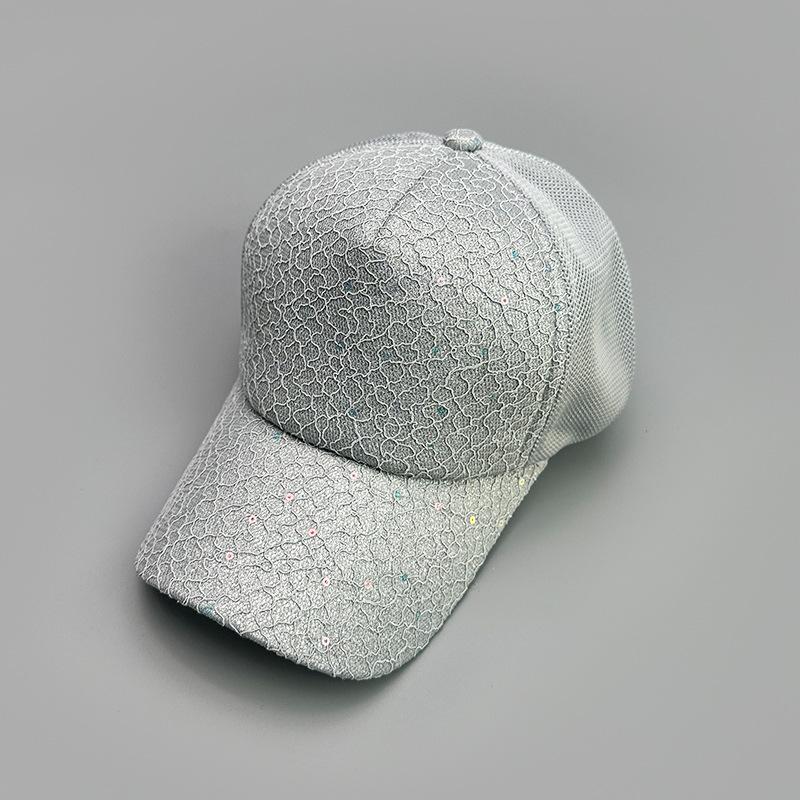 Sequins Solid Color Baseball Cap Ladies Mesh Shade Outdoor Leisure Travel Fashion Network Hat