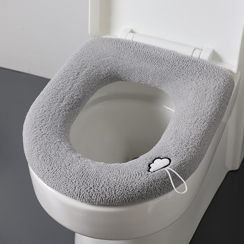 Cloud Embroidery Pattern Thicken Toilet Seat Cover Cushion Pad Washable Bathroom