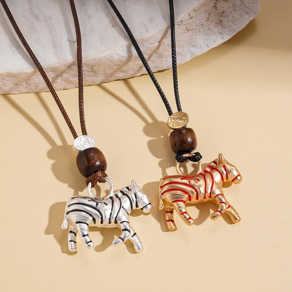 Horse Year New Year Horse Necklace Wooden Bead Ethnic Style Sweater Chain  Men Women
